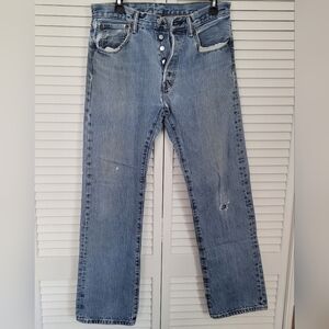 Vintage Levis 501 Jeans Mens 32x32 Medium Wash Straight Fit Button Fly Y2K READ